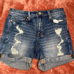 Mudd Ripped Jean Shorts Mid Rise
